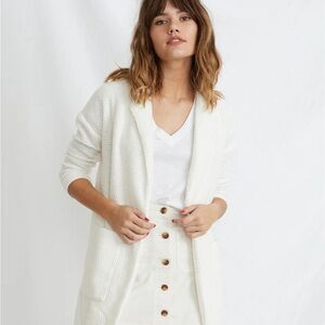 Marine Layer Women’s Birdseye Collared Cardigan in White - Small